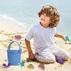 Children's Outdoor Beach Toys Fun Silicone Beach Toy Set With Portable Mesh Bag Sand Digging Tool Travel Sand Beach Toys 1