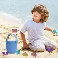 Children's Outdoor Beach Toys Fun Silicone Beach Toy Set With Portable Mesh Bag Sand Digging Tool Travel Sand Beach Toys 1