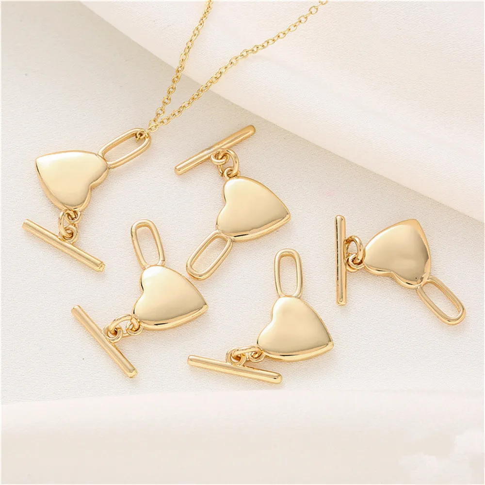 

14K gold peach heart-shaped OT buckle closing connection buckle buckle diy handmade bracelet necklace jewelry accessories