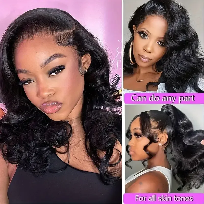 Loose Wave Bob Wigs 13x4 Lace Frontal Human Hair Wigs Pre Plucked Ready to Wear Glueless Wigs Loose Body Wave Short Bob Wig 200% 5