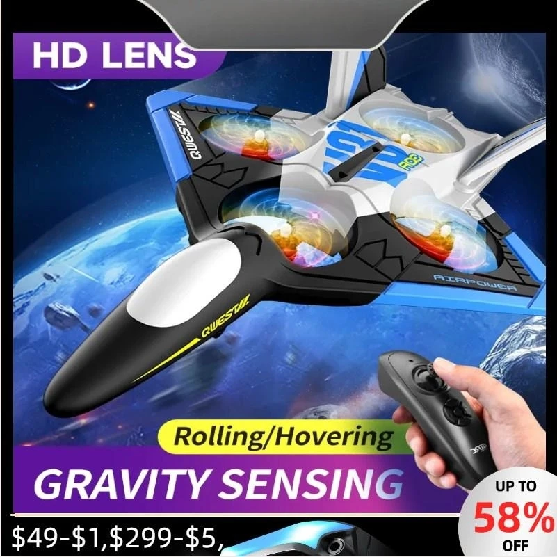 

V31 Drone Fighter 4CH Remote Control Aircraft 4K Camera Aerial Photography Four Motors RC Glider Foam Toys for Children Gift