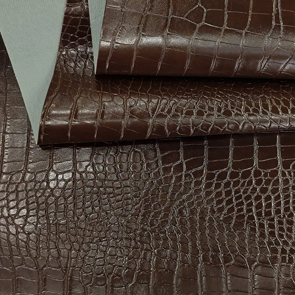 

Candy Color Glossy Embossed Crocodile Texture Faux Leather Synthetic Leather Fabric for Wallets Making Sewing Craft Materials