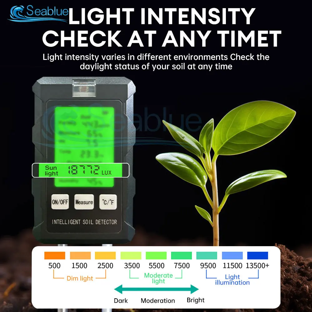 Soil PH Tester Soil Moisture PH Temperature Sunlight Intensity Testers Garden Planting Detector PH Test soil moisture sensor soil tester ph meter ph test paper
