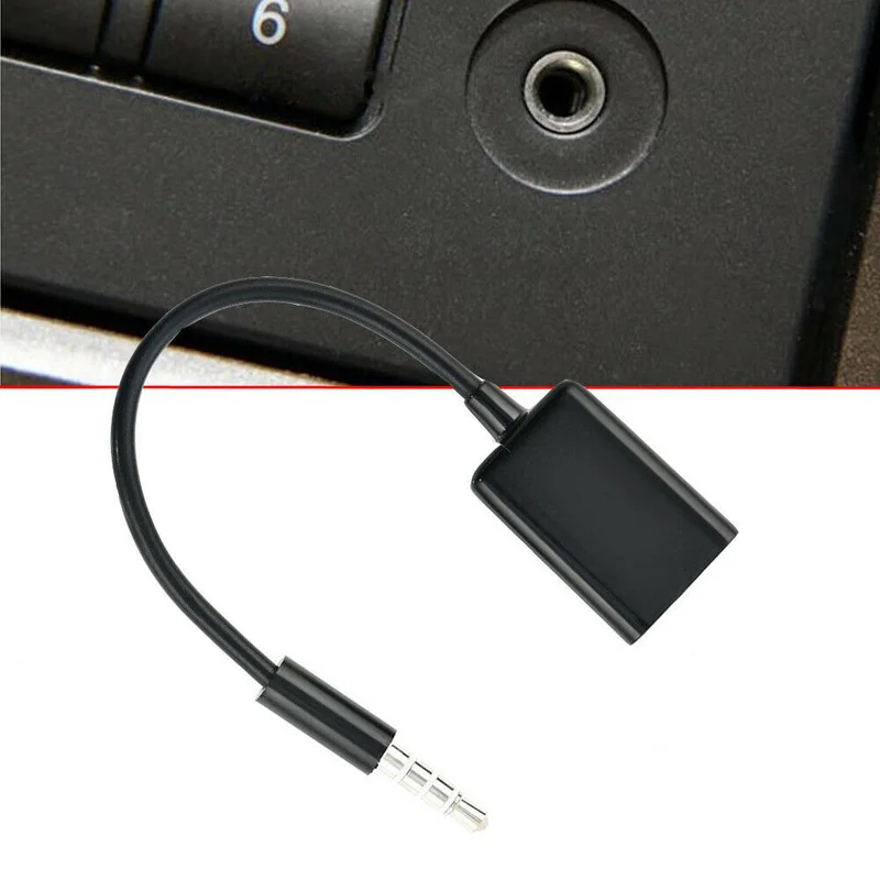 3.5mm Black Male Audio AUX Plug Jack To USB 2.0 Female Converter Adapter Cable Vehicle Navigation MP3 Universal Car Accessories
