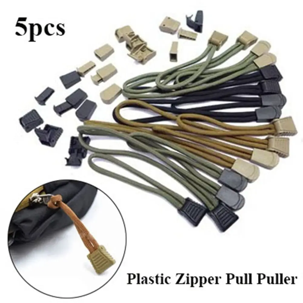 

5Pcs Replacement Zipper Pull Puller Fixer Zips Cord Ends Strap Lariat For Tactical Backpack Suitcase Tent Clip Buckle Head Rope