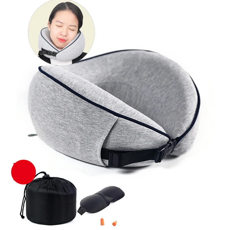 

Airplane Pillow with Storage Bag 360 Degree Protection Cervical Support Cushion Memory Foam U-shaped Travel Pillow Trip Supply