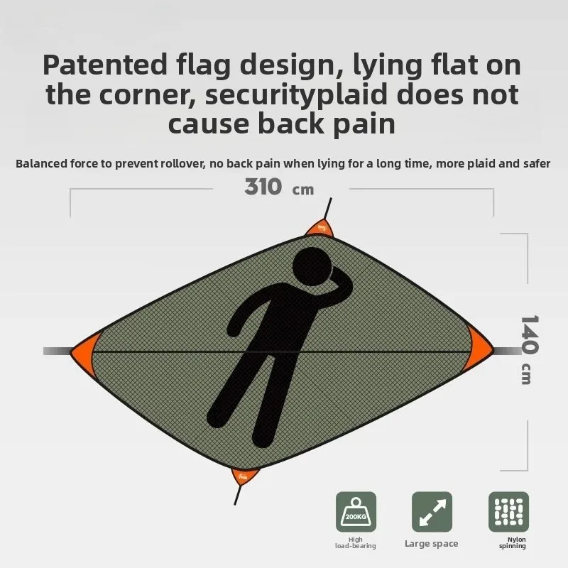 Travel Hammock Outdoor Mosquito Proof Anti-Tip Ultra-Light Portable Extra Wide Hammock Swing Camping Fishing Outdoor Recreation