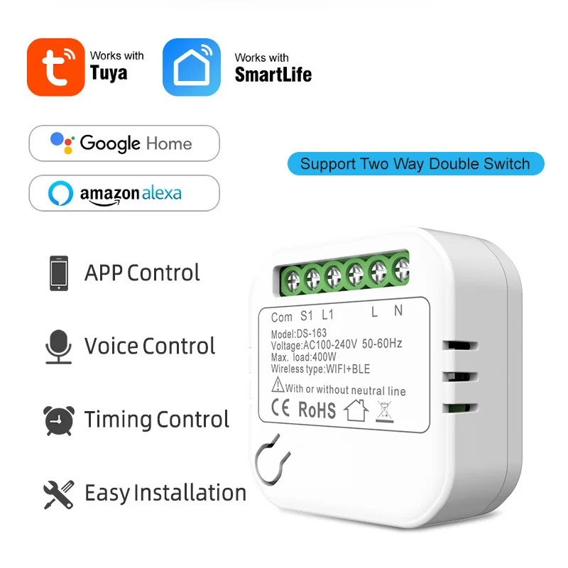 

Умный выключатель Mini Tuya с поддержкой Wi-Fi и таймером, 16 А