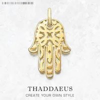 Pendant Hand of Fatima,Brand New Pure Gold Color Jewelry Europe Accessorie 925 Sterling Silver Gift For Women Men 1