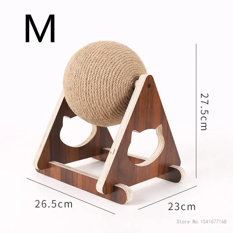 Cat Scratching Post Ball Toys Sisal and Wood Stable Triangle Cats Indoor Stuff Sturdy Scratching Cool Scratch on Stand Spin, 1Pc
