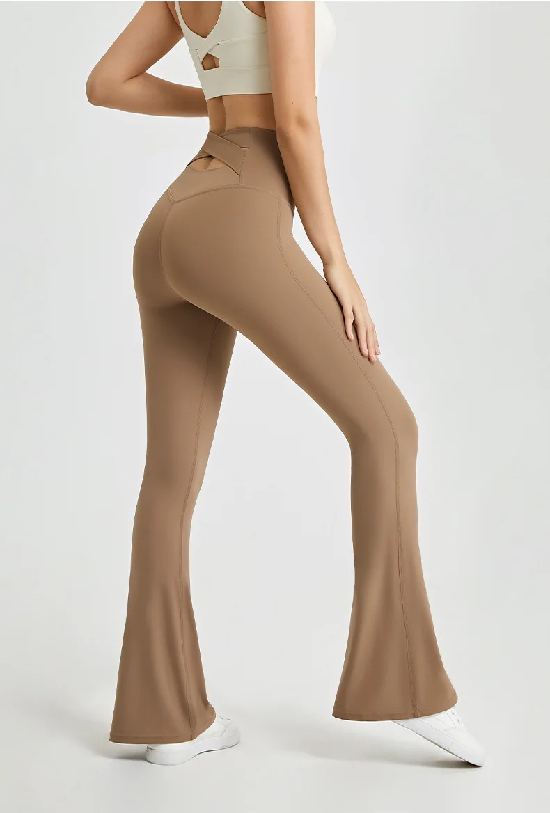 Women Yoga Pants High Stretch Sports Flared Pants Tight-fit Slimming High Waist Hip-lifting Fitness Pants Casual Pants