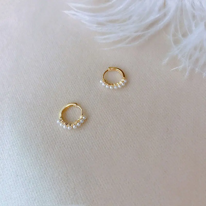 100% S925 sterling silver earrings for women fashion pearl hoop earring for girls fine jewelry for women small ear accessories