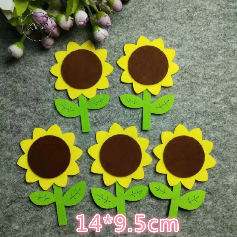 Sun Flower Non woven Felt Fabric Wall Stickers Smile Face Tulips Flower Kindergarten School Classroom Kids Handmade DIY Toys felt fabric sheet craft fabric flowers
