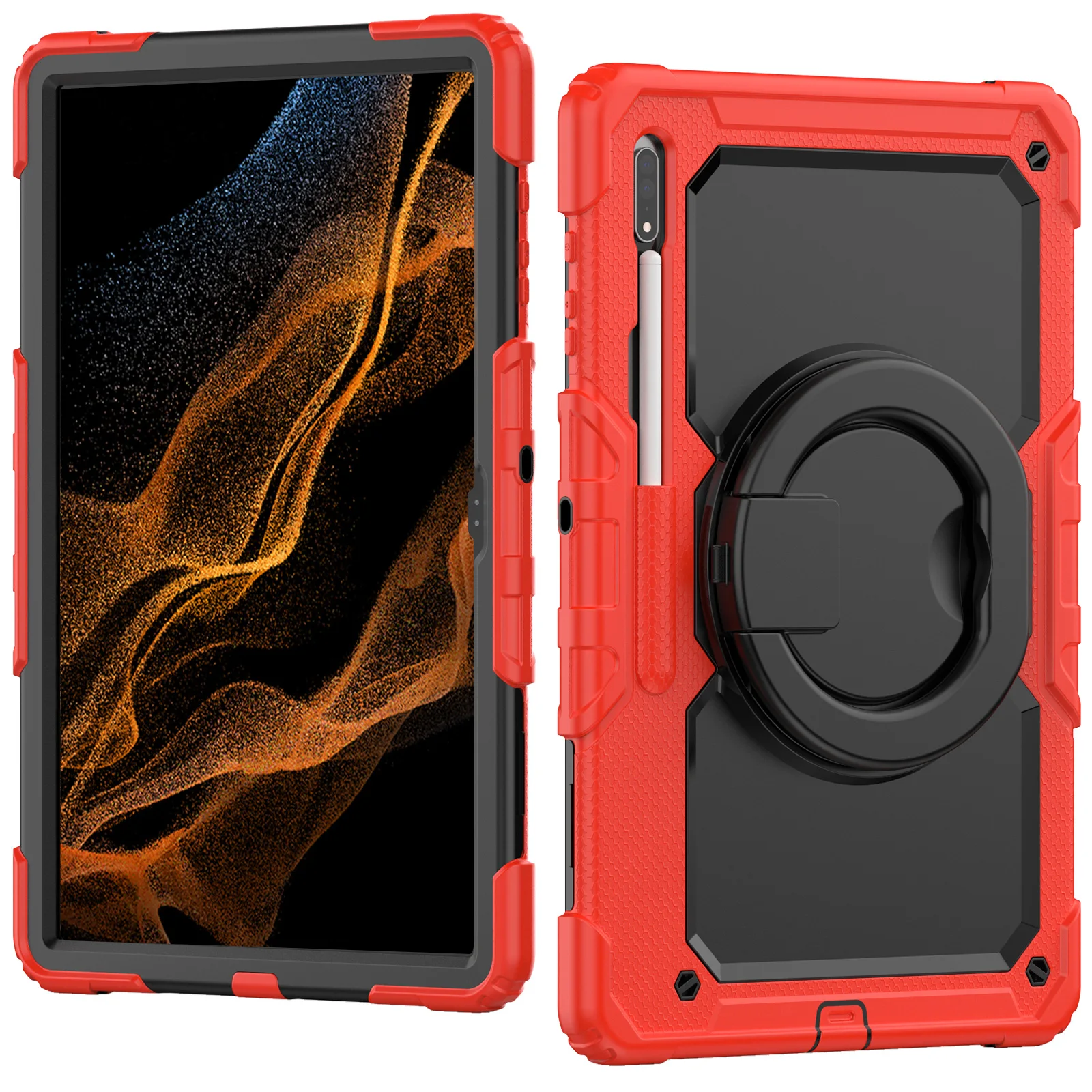 

360 Rotating Case For Samsung Galaxy Tab S9 S8 Ultra SM-X910 X916B X900 X906 14.6 inch Heavy Duty Cover 3-Layer With Handle Grip