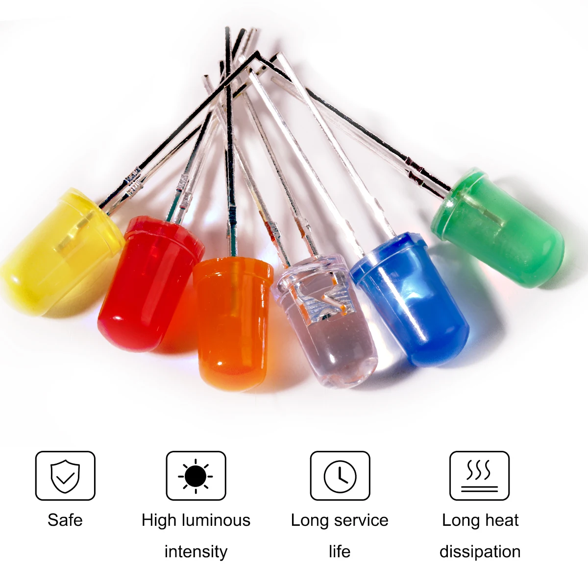 LED Light Kit 5mm LED Diodes Assortment F5 White Green Red Blue Yellow Orange