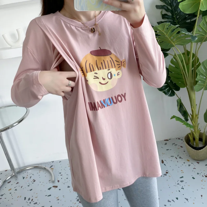 Pregnant Women Breastfeeding Tees Long Sleeve Casual Maternity Nursing Tops T-Shirt Pregnancy Maternity Breastfeeding Clothes