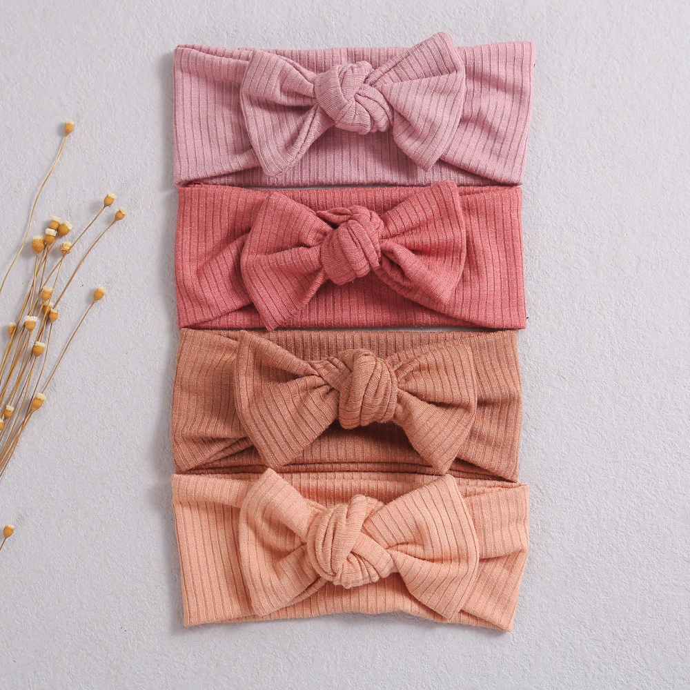 Baby Headband Elastic Knit Ribbed Bow Hair Accessories For Girls Kids Knit Turban Infant Headwrap Super Soft Hairband baby headband