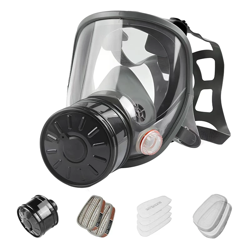 

Full Face Gas Mask, Gas Mask Survival Nuclear And Chemical, With 40Mm Activated Carbon Filter, Reusable Promotion