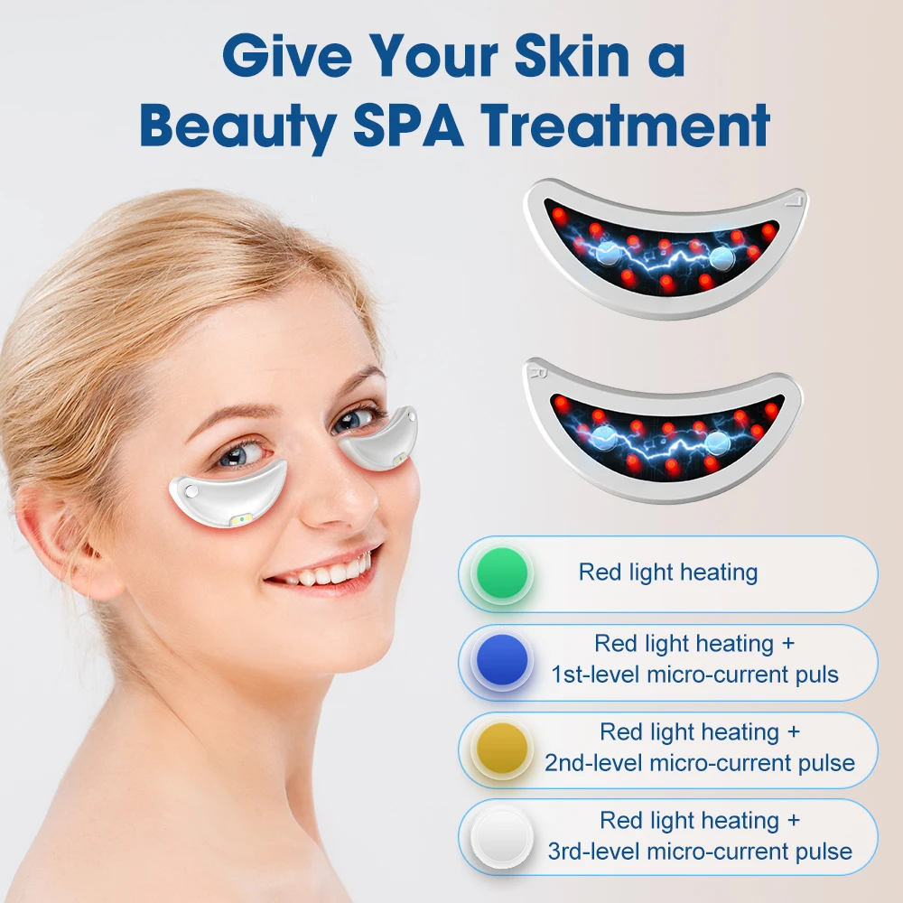LED Red Light Therapy Eye Care Beauty Device EMS Microcurrent Eye Massager Patches Wrinkles Dark Circles Removal Relieve Fatigue