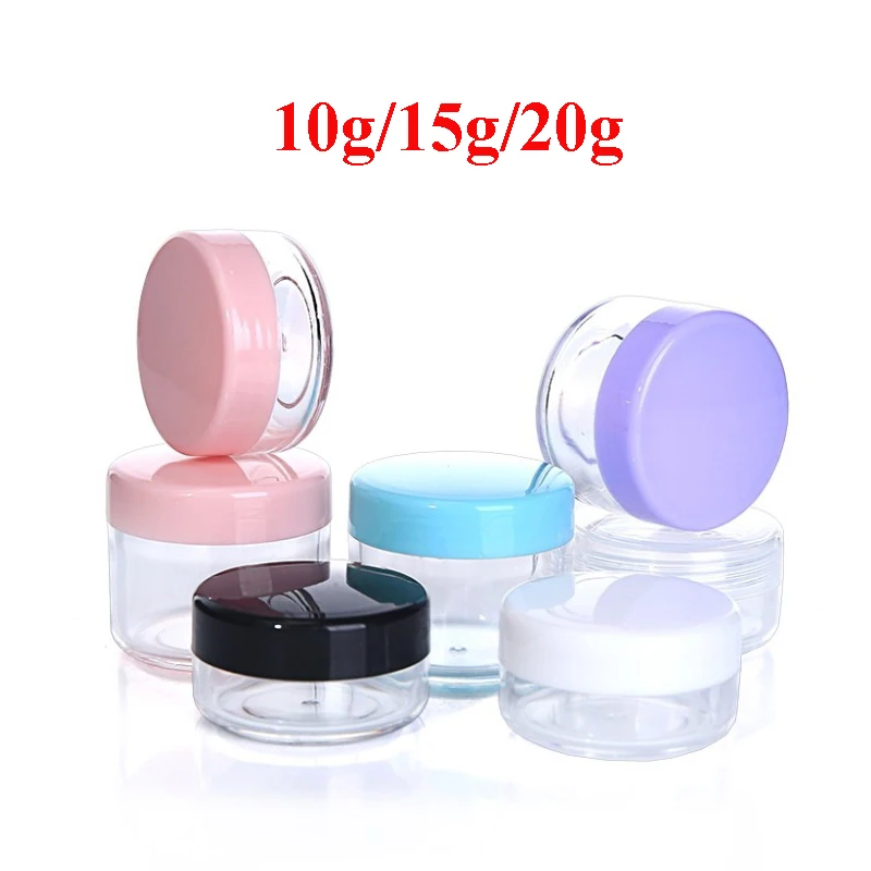 

20pcs 10g 15g 20g Plastic Cream Jar Empty Small Container Bottle Makeup Cream Nail Art Bead Storage Pot Container