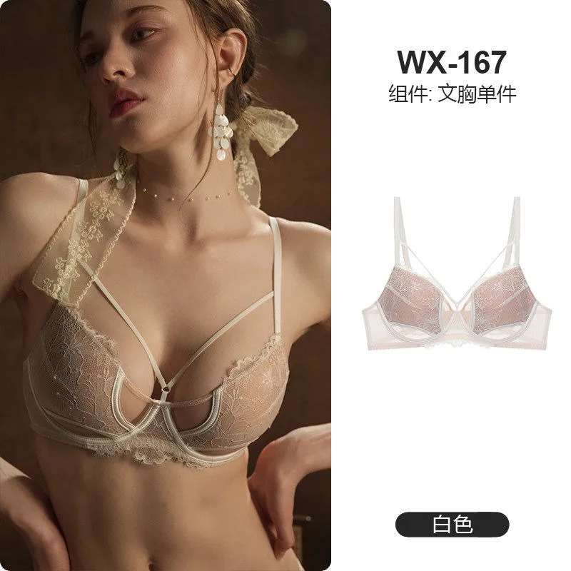 Soutien-gorge en dentelle sexy - Soutien-gorge minimisateur et anti-affaissement à couvrance complète pour femmes, confort sans armatures grandes tailles. Ensemble soutien-gorge et culotte automne-hiver.