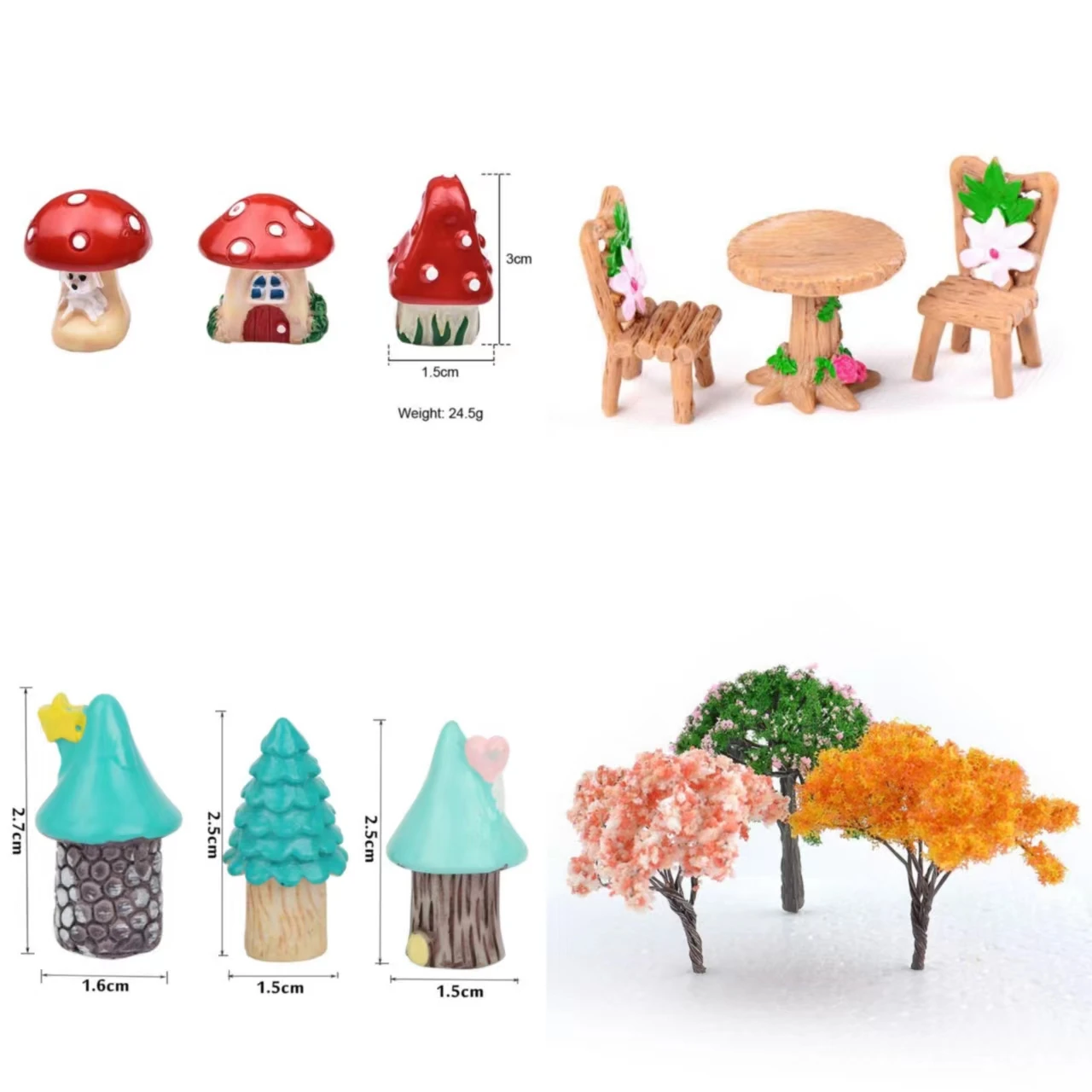 3pcs/Set Vintage Blue Mini Mushroom House Miniature Mini Craft Fairy Garden Micro Landscaping Decor Home Decoration Accessories miniature figurines,mini mushroom ornament