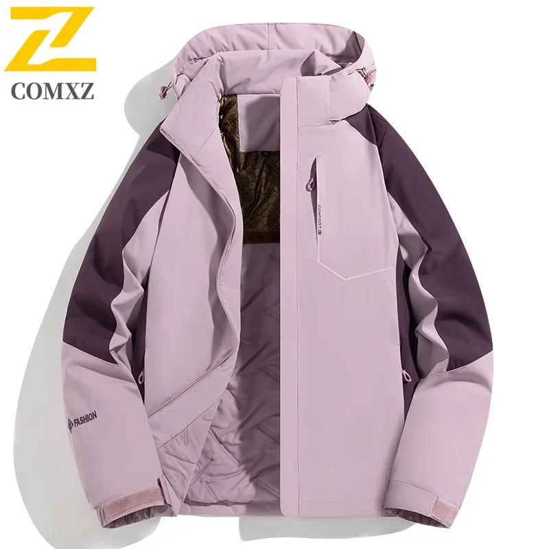 EiAO windbreaker Couple's Graphene Padded  Waterproof Windproof Colorblock Parka for Winter Camping Fishing Extreme Jackets 2025