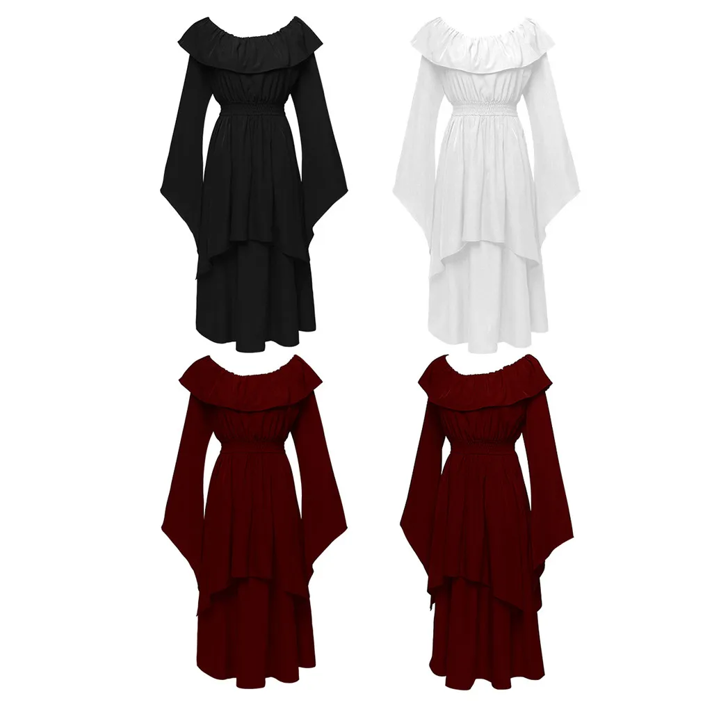 

Victorian Dress for Women Elastic Waist Dress Medieval Off Shoulder Plus Size Elegant Evening Gown Dress Long Sleeve Costume