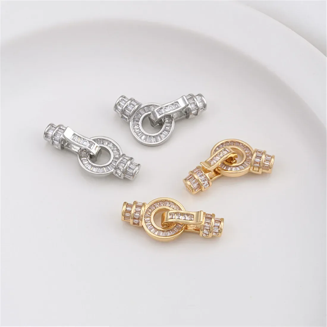 

14K Gold-filled Zircon Ring Universal Buckle Pearl Necklace Clasp Head Handmade DIY Bracelet Jewelry Connection Clasp C001