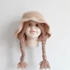 Baby Princess Hat Children's Knitted Hat Sweet and Cute Wig Big Braid Hat 3