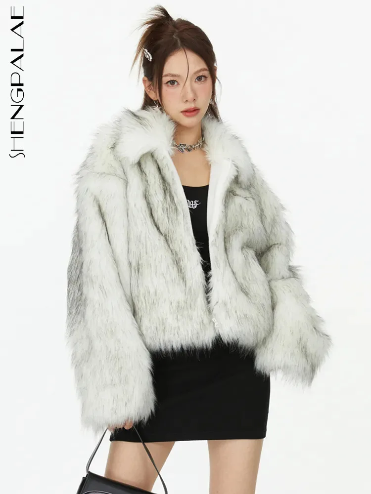 

SHENGPALAE Temperament Women Faux Fur Coat Autumn 2023 New Tide Full Sleeve Plush High End Short Mink Skin Jacket Female 5R7039