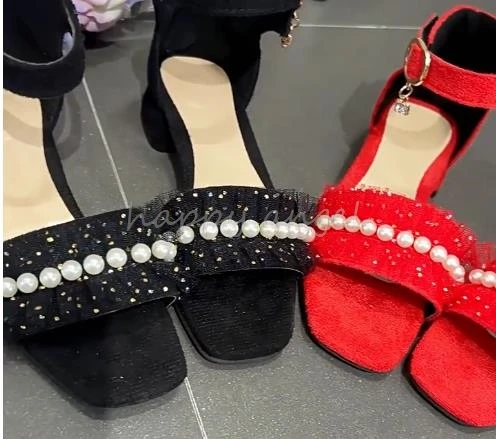Summer Children Princess Sandals Kids Girls Wedding Shoes High Heels Dress Shoes Bowtie Red Pink Black For Girls