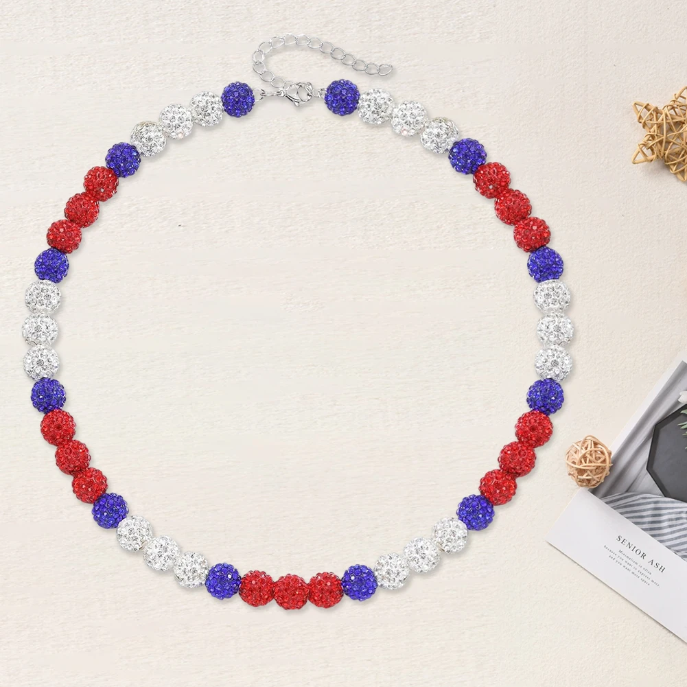 18inch Baseball Necklace Glitter Rhinestone Clay Beaded Necklace Baseball Beaded Necklace for Men Women Gift for Baseball Lovers 4