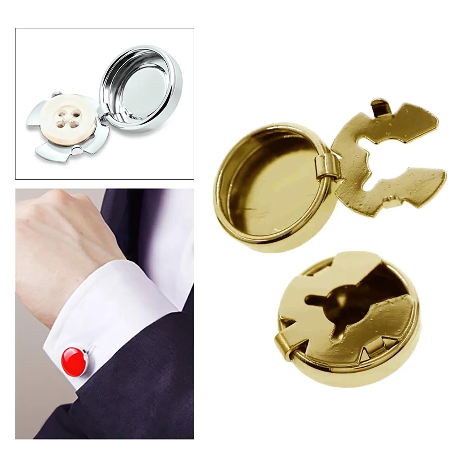 10-Pack Button Covers For Men's Shirts | Metal Cufflinks Style For Formal & Wedding Wear