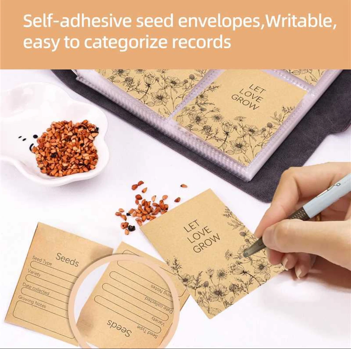 Resealable Seed Storage Envelopes - Organizers & Saver Packets with Storage Box