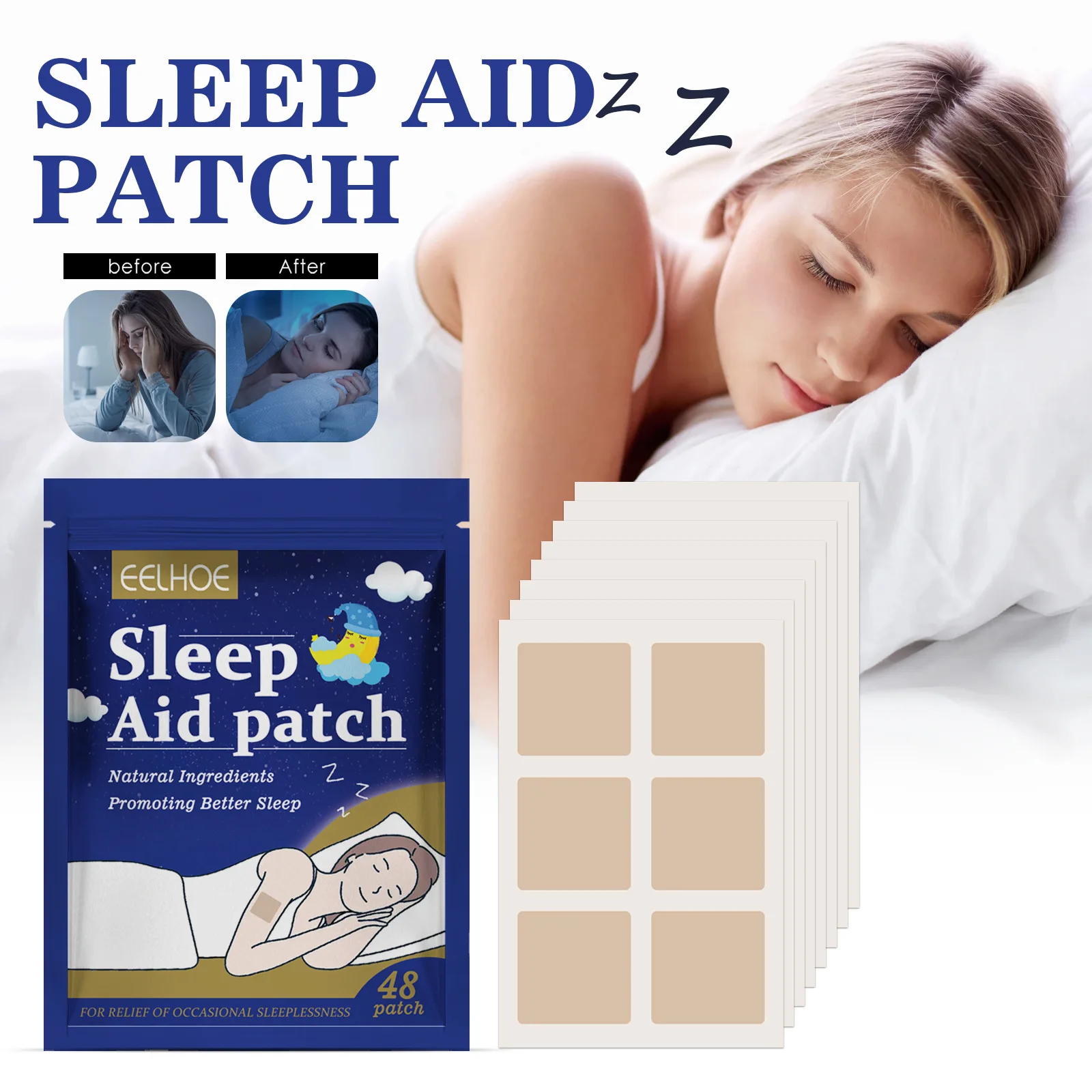 

48pcs Insomnia Treatment Relieve Anxiety Decompression Headache Neurasthenia Soothing Plasters Body Relaxing Help Sleeping Patch