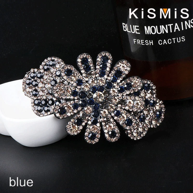 KISMIS Kristall-Haarnadel für den Hinterkopf, Damenplatte, Haarkarte, Strass, eleganter Top-Clip, Federclip, Kopfschmuck – Detail 7