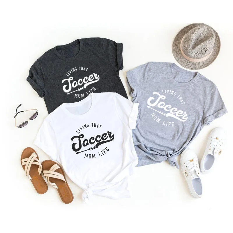 

Футболки для футбольной матери для женщин, подарок на день матери на день рождения, повседневные топы из 100% хлопка с принтом, графические футболки в стиле Харадзюку