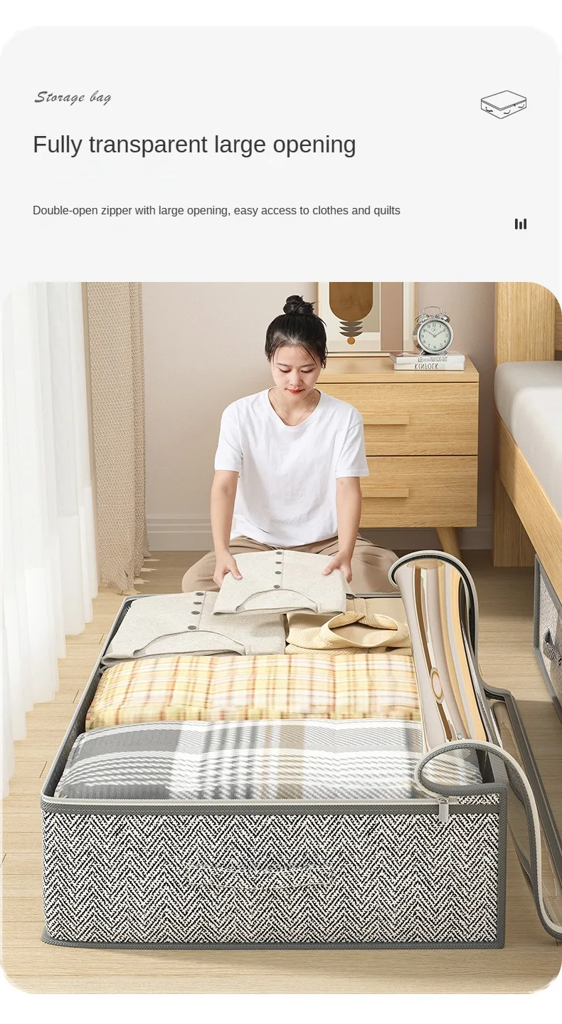 Description Picture 5 of item1/3/5PCS Clothes Quilt Storage Bag Underbed Organizer Large Capacity Quilt Storage Box Foldable Storage Bag Dust Tote