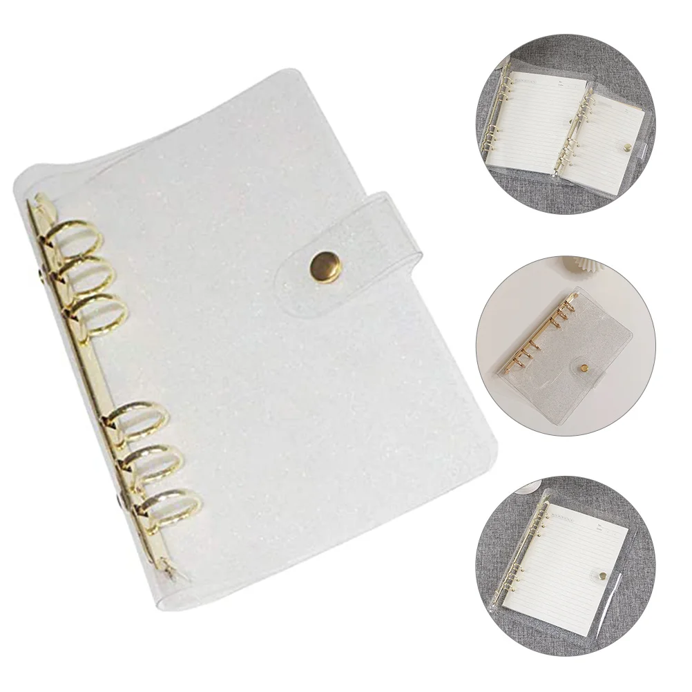 

Clear Binder Glitter Notebook Adhesive Professional Major Refillable Planner 6 Ring Stainless Steel Work Office