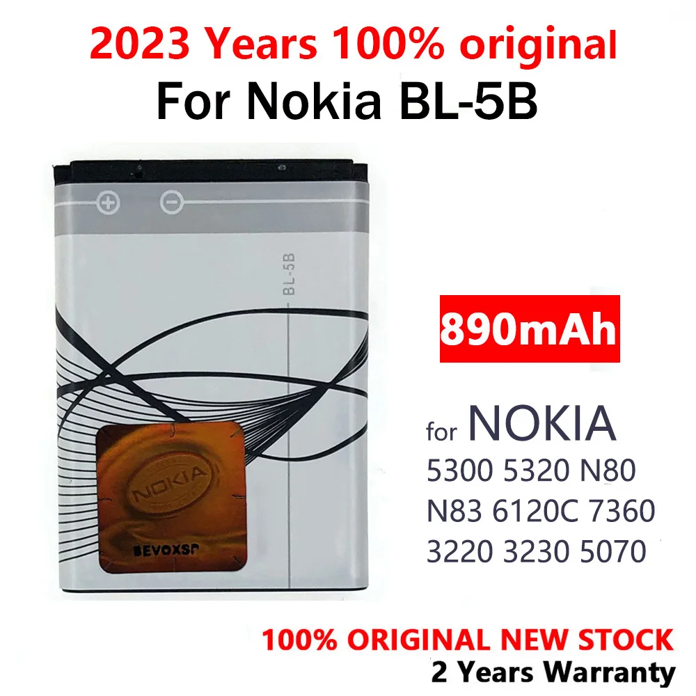 

1PCS 2PCS 890mAh BL-5B BL5B BL 5B Battery For Nokia 5300 5320 N80 N83 6120C 7360 3220 3230 5070 5208 Phone Batteries