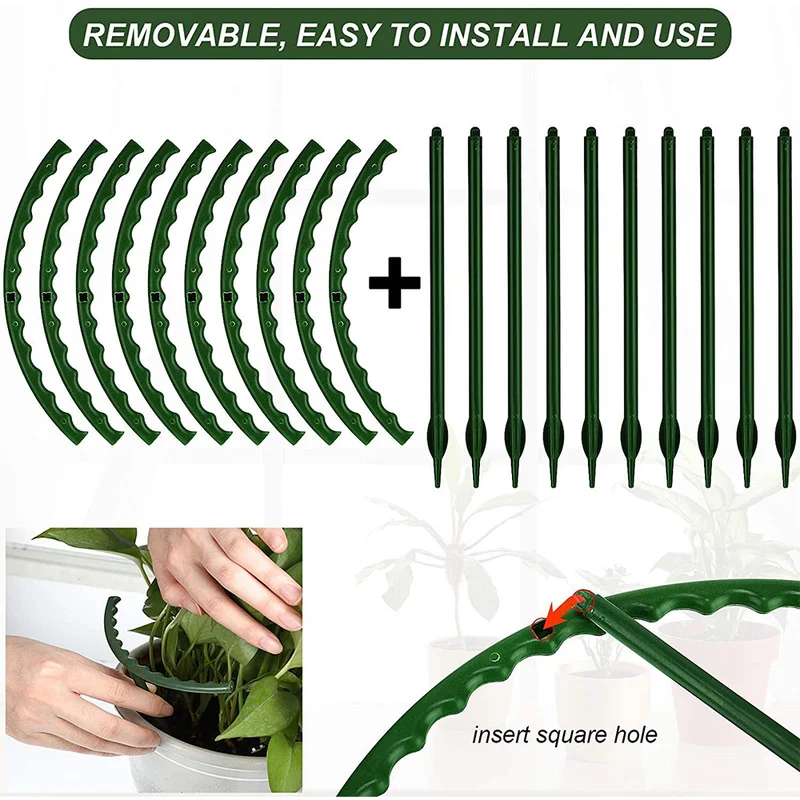 Plastic Plant Supports 2/4/8PCS Semicircle Fixed Rod Indoor Flower Plant Vine Climbing Bracket Greenhouse Arrangement