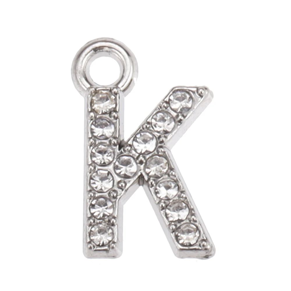 10/26 stücke Silber Farbe Legierung Kristall Mini Alphabet 26 Buchstaben Charms Anhänger für Frauen Halskette Ohrring Schmuck Zubehör – Detail 15