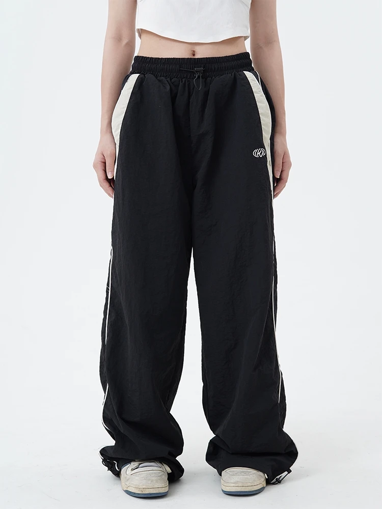Pantalon Survêtement Femme Rayé - Coupe Droite, Taille élastique Avec Cordon, Style Cargo Décontracté - 4