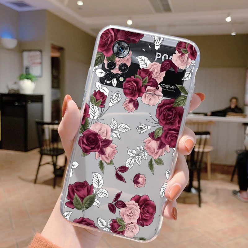 Elegant Floral Butterfly Soft Silicone Transparent Phone Case