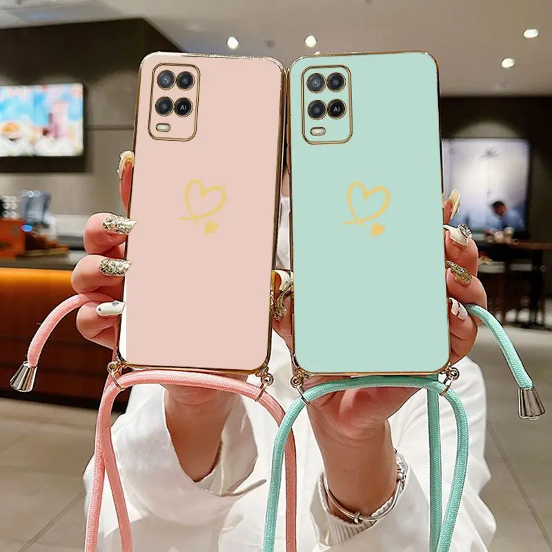 Sweet Hearts Crossbody Lanyard Silicone Phone Case - Stylish and Versatile Cover