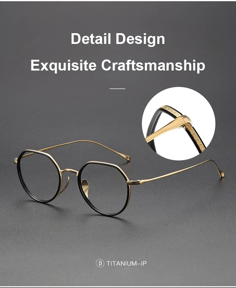 Japanische Designer-Replik, handgefertigt, Polygon, reines Titan, Brillengestell, modische Luxusmarke, kleine ovale Herren- und Damenbrillen – Detail 4