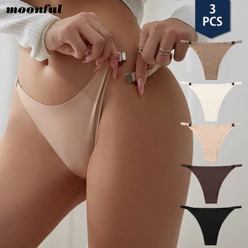 3 pezzi di mutandine senza cuciture per donna, slip a vita bassa, biancheria intima di seta con chiusura, bikini sottile e sexy, intimo femminile per ragazza 1