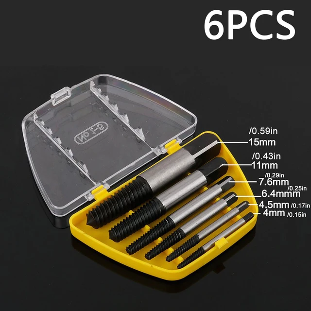 Damaged Broken Screw Remover Extractor Drill Bits 5/6Pcs Steel Durable Easy Out Remover Center Drill Damaged Bolts Remover Tool 6 PCS