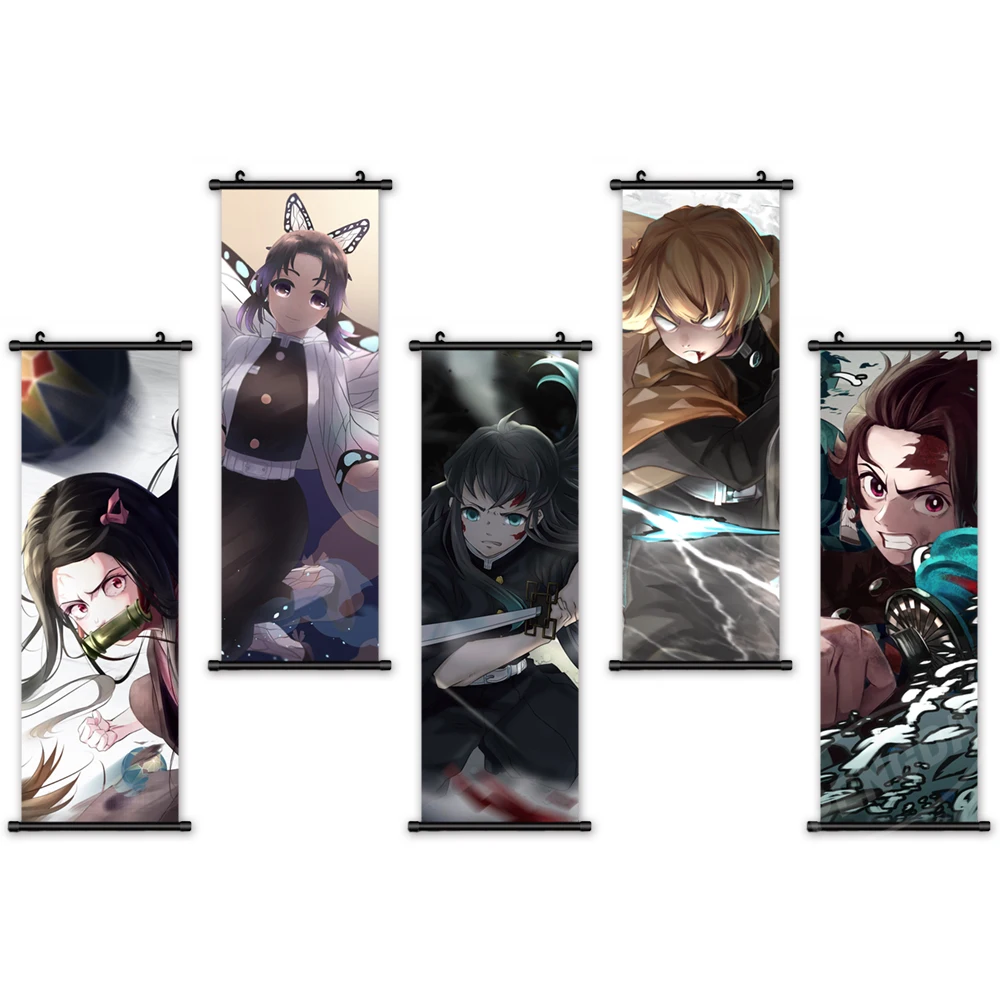 

Demon Slayer Home Decoration Anime Wall Artwork Painting Plastic Kimetsu No Yaiba Hanging Scrolls Canvas Print Picture Poster